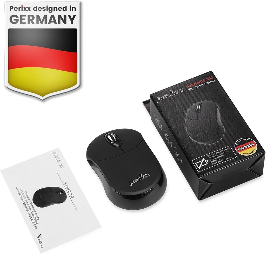 Perixx Compact Wireless Bluetooth Compatible with and Mac Black PERIMICE-802 Mouse, Windows, Android, Tablets, Linux, -