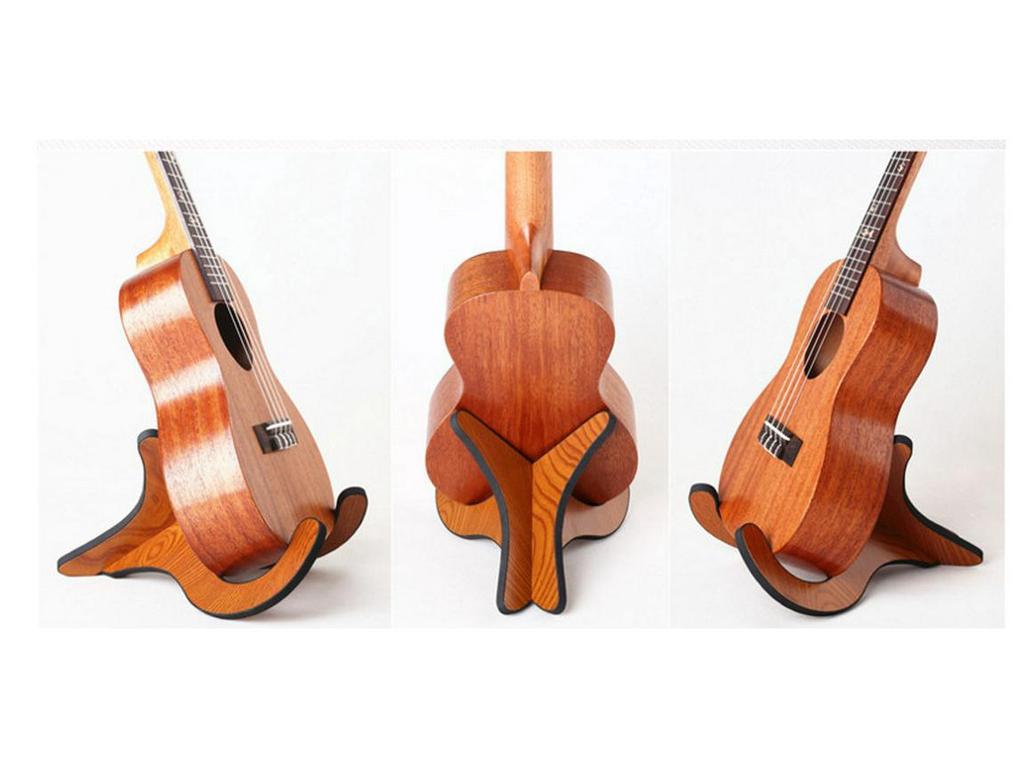 Wooden Stand for Guitar & Ukulele - Fits Folk, Classical, and Electric Guitars