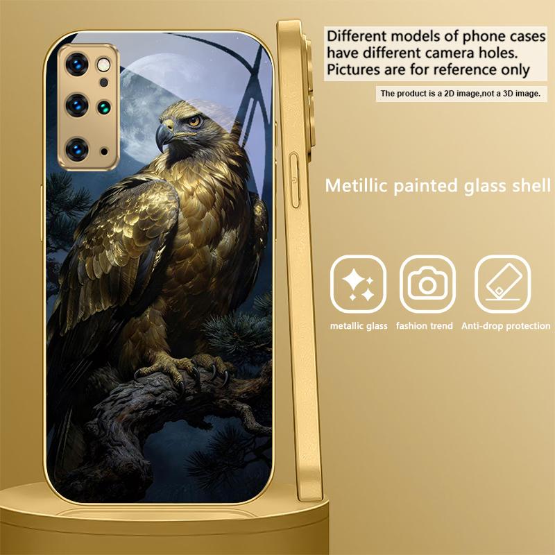 Golden Eagle with Wings For Samsung Galaxy S20 FE S21 S22 S23 Plus S24 Ultra S25Ultra S21+ S9+ S22Plus Golden glass phone case