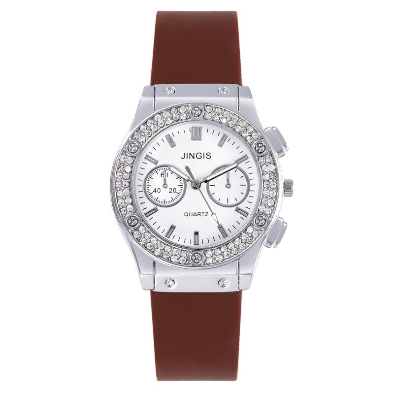 Trendy Ladies  Rhinestone Quartz Watch with Silicone Strap