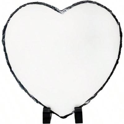 Sublimering Tom Skiffersten Hjärta Form Anpassad Minnesram Med Displaystativ Sublimering Personlig Fotoram