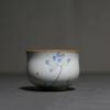Retro Ru Kiln Ceramic Teacup Travel Portable Meditation Cup Hand Painted Flower Tea Bowl Master Cup Handmade Tea Set Accessories