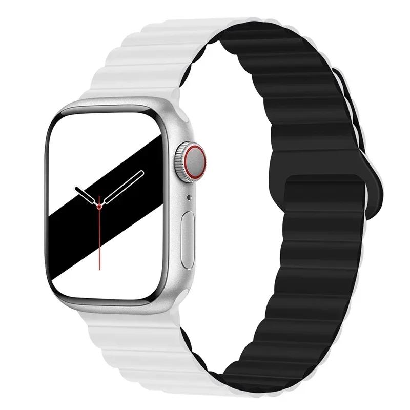 Magnetic Strap For Apple Watch Bands 45mm 38mm 49mm 40mm 42mm 41mm Silicone Sport Bracelet iWatch Series Ultra 9 6 5 7 8 Se 44mm