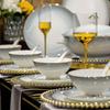 Set da Pranzo in Ceramica Europea Jingdezhen - 20 Pezzi, 4 Persone, Grigio Sfumato