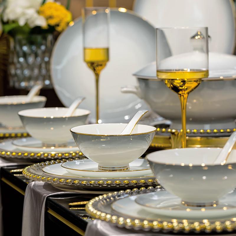 Set da Pranzo in Ceramica Europea Jingdezhen - 20 Pezzi, 4 Persone, Grigio Sfumato