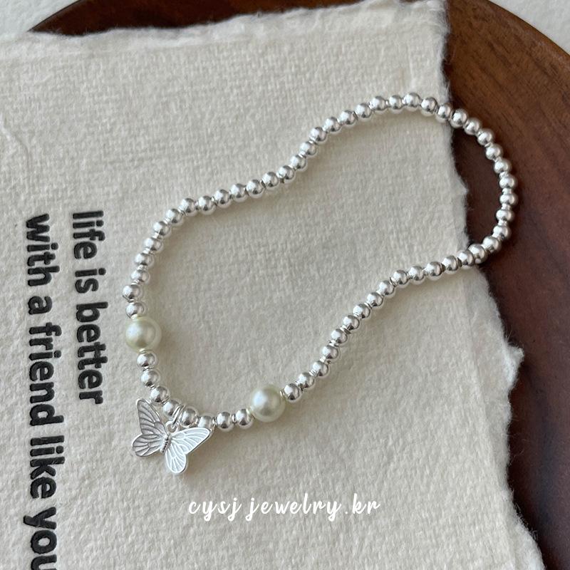 

Браслет Cuiyan из серебра S925 с жемчугом в виде бабочки - Женские элегантные бусины S925 Silver