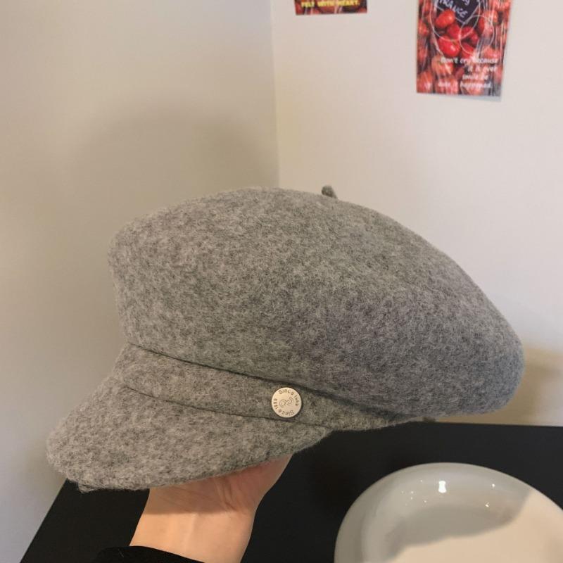 Australian wool beret, women's autumn and winter new high-end face-showing small Korean hat, temperament versatile painter hat