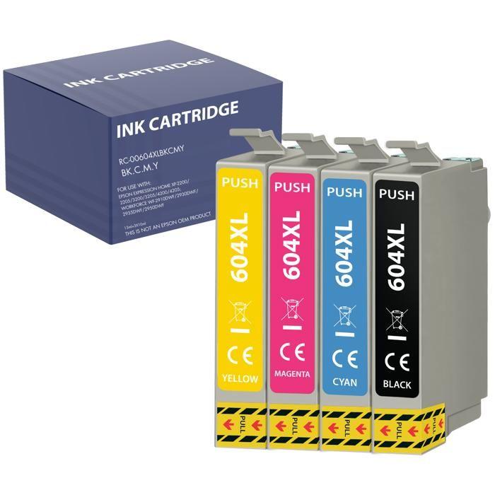 Ink Cartridge - Epson - 604XL - Pack of 4 - Black, Cyan, Magenta, Yellow - Compatible with WF-2950, XP-4200