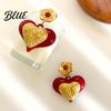 Elegant Earrings Red Heart Dangle Love Drop Sensitive Ears