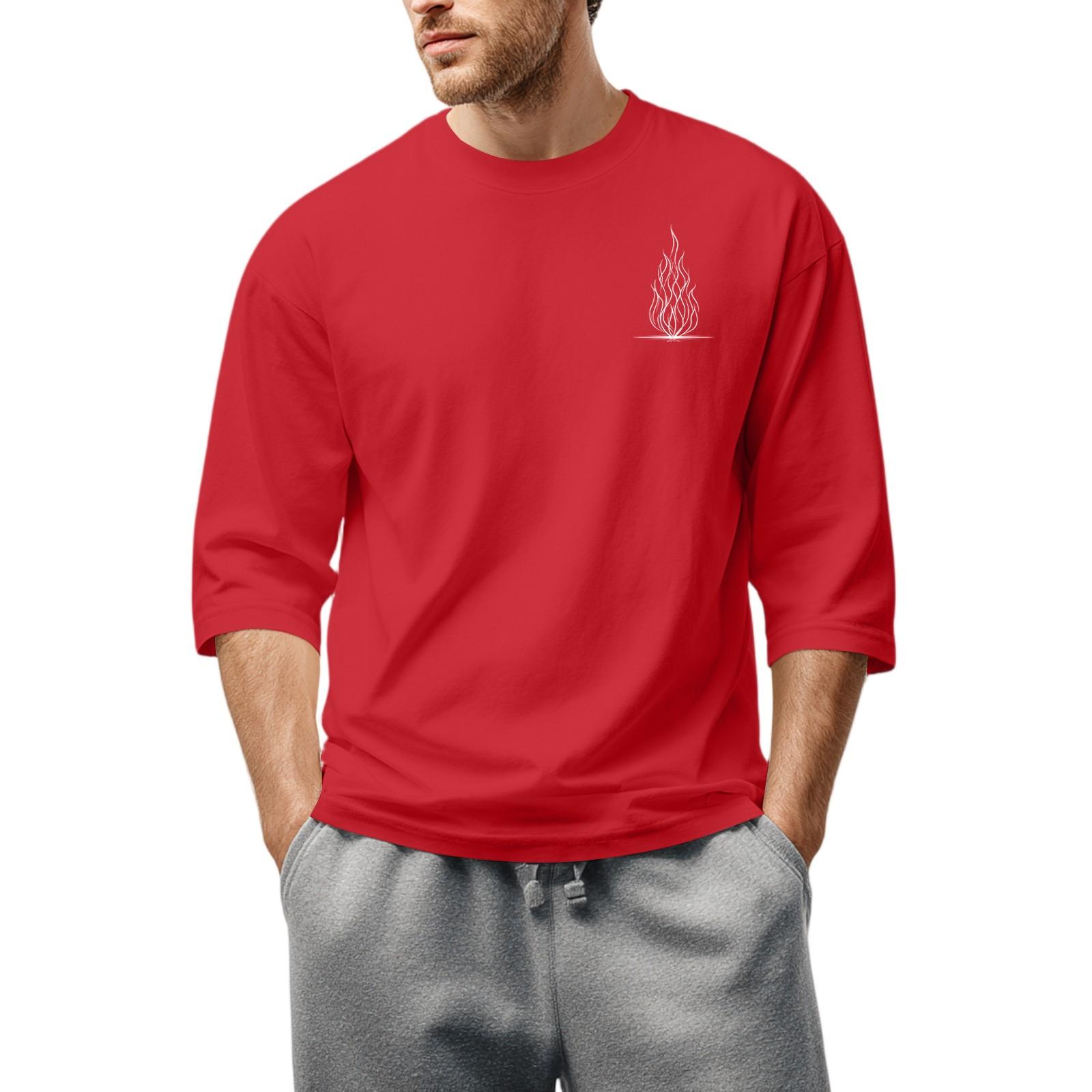Niubiplus Heren Ronde Hals Driekwart Mouw Top Casual Mode T-shirt L rood