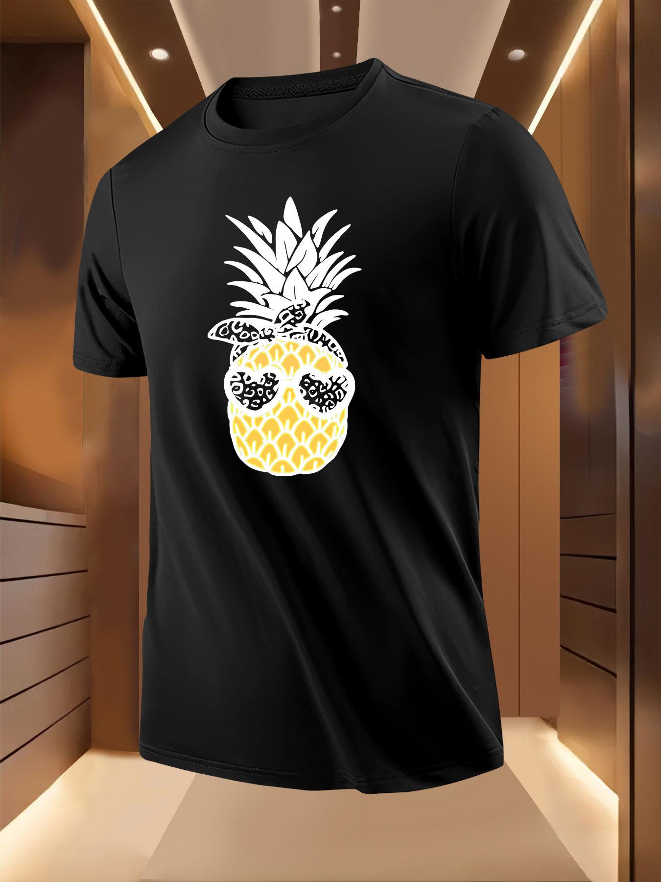 Tropical Pineapple Print Tshirt - Lightweight Breathable ... S