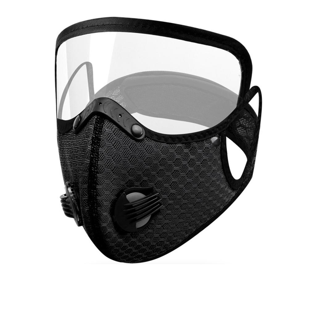 Máscara de Poeira Respirável Reutilizável com Ponte Nasal Ajustável e Válvulas de Ar Duplas para Esportes ao Ar Livre e Uso Diário com Protetor Facial Transparente
