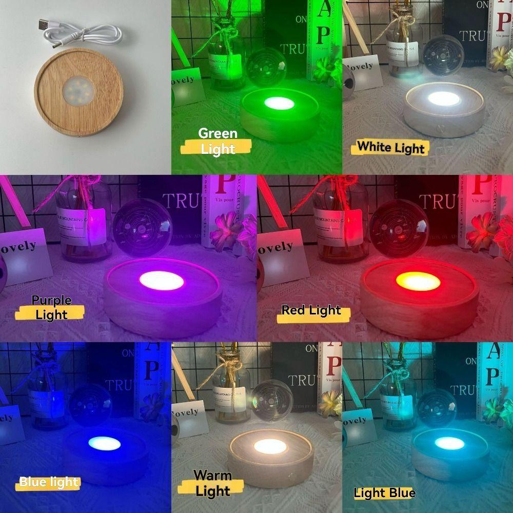 INS Wooden LED Light Base Multicolor LED Light Art Display Base DIY Rechargeable Lamp Holder  Bars