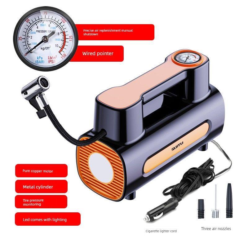 Car Air Pump, Portable Air Pump, Car Air Pump, Electric Tire Inflator, High-Power Inflator, Outdoor Emergency Car Air Pump (Pointer Wired)