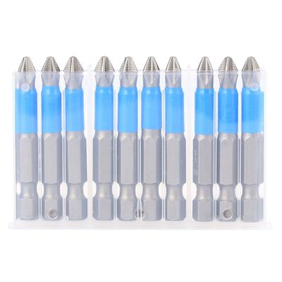 10 Stück Elektrischer Schraubendreher Bit Set Anti-Rutsch S2 Stahl Kreuz Magnetische Bohrer PH2 x 50mm