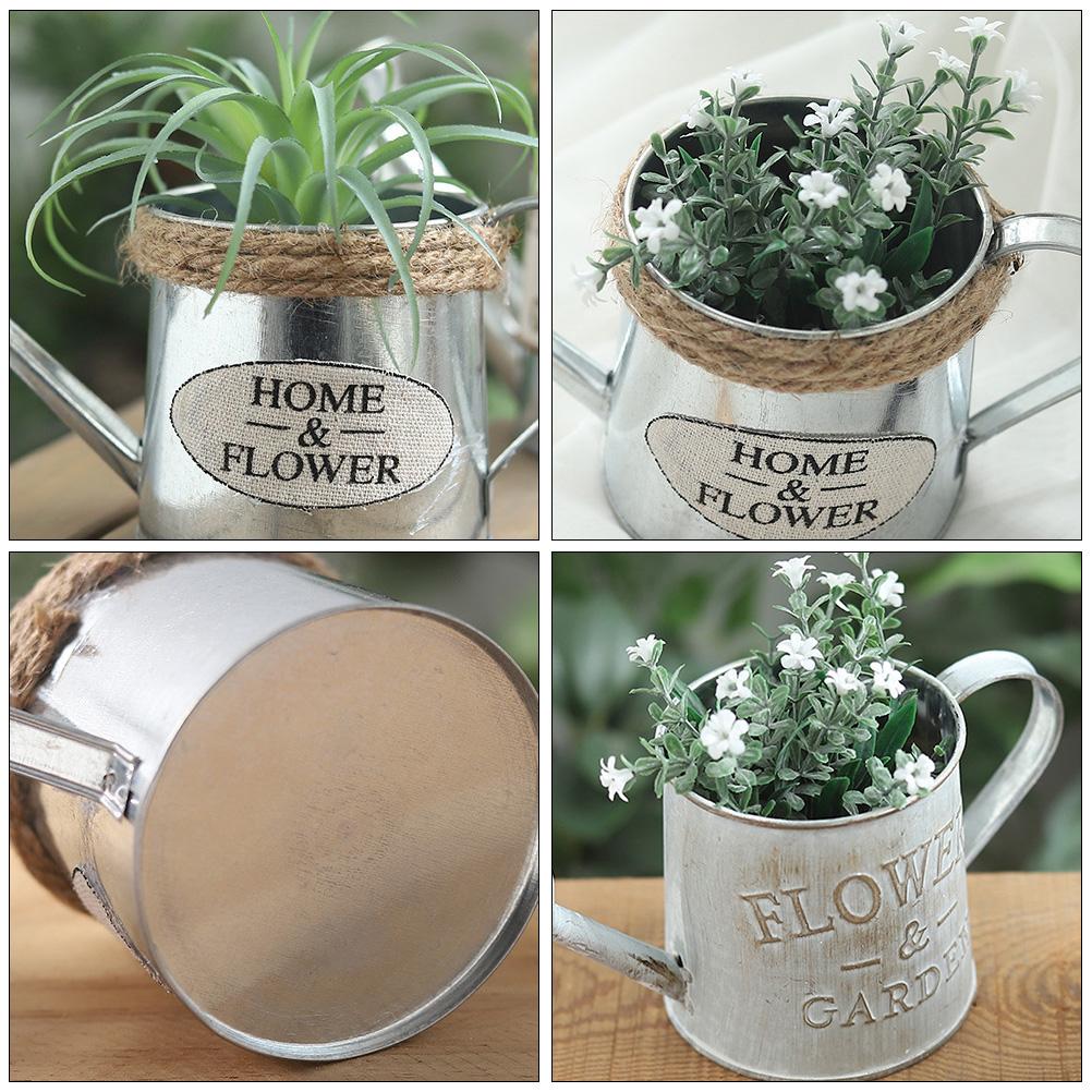 4pcs Watering Can Flower Vase Tin Planter Bucket Galvanized Garden Utensil Indoor Plant Holder Dry Flowers IronVintage Spring