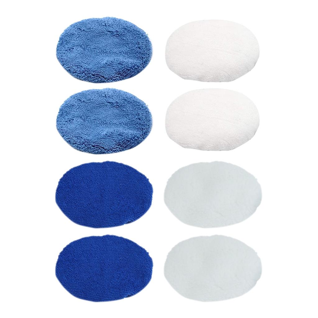 8pcs Car Polishing Pad Bonnet Set Microfiber Cotton Wool Coral Fleece Buffing Pad Cover for 6in Car Polisher