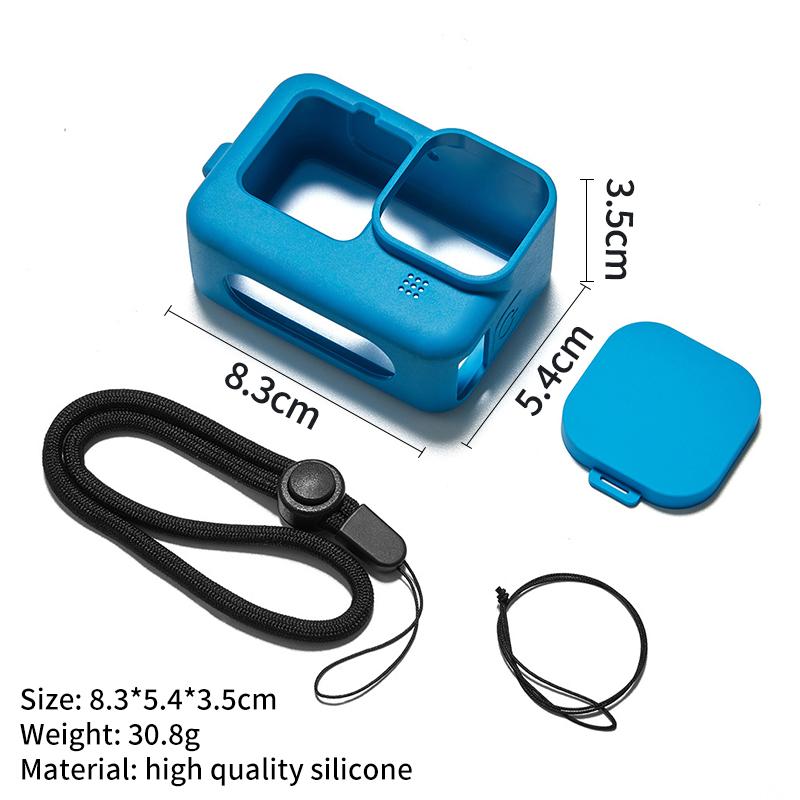 For GoPro Hero 12 11 10 9 Silicone Case Black Lens Cap Blue Protective Case for Go Pro 11 Protective Case Accessories