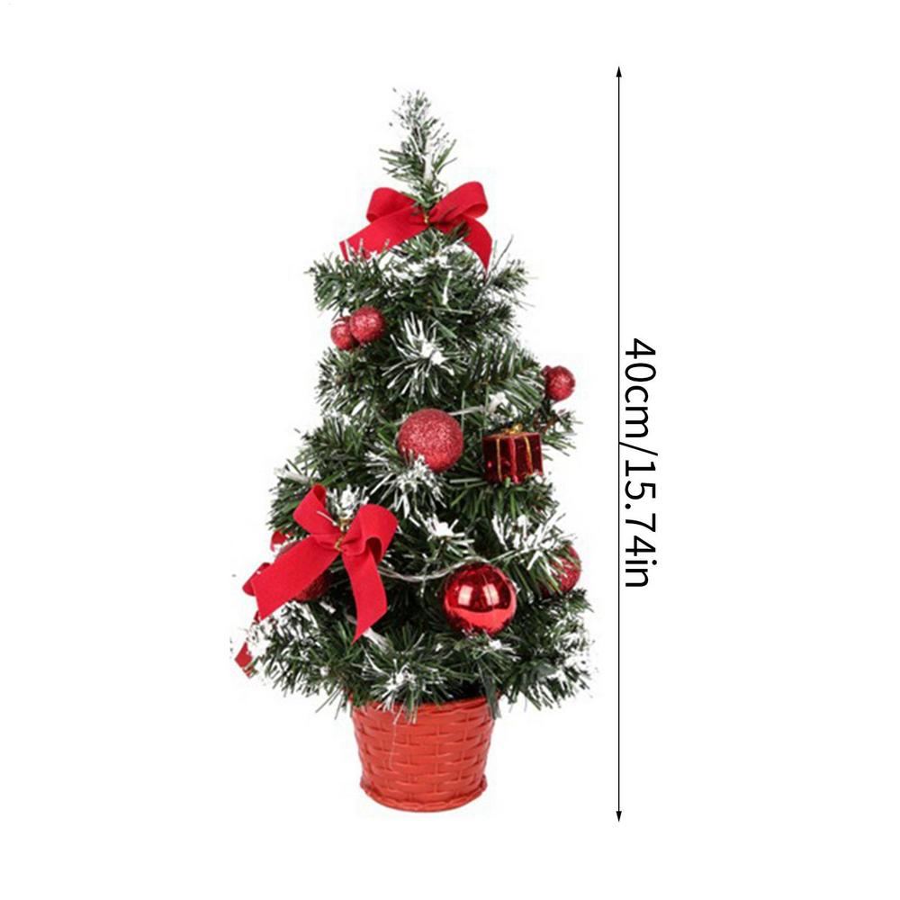 40cm Christmas Tree Prelit Mini Christmas Tree With Lights Thick Snowy Frosted Artificial Christmas Tree Tabletop With Pine