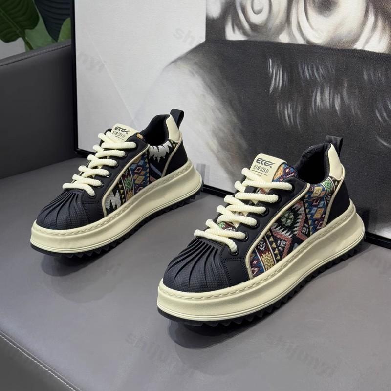 Fashion Mixed Colors Men Casual Shoes 2025 Autumn New Sneakers Pu Leather Anti Slip Outdoor Comfortable Lace Up Platform Running Shoes