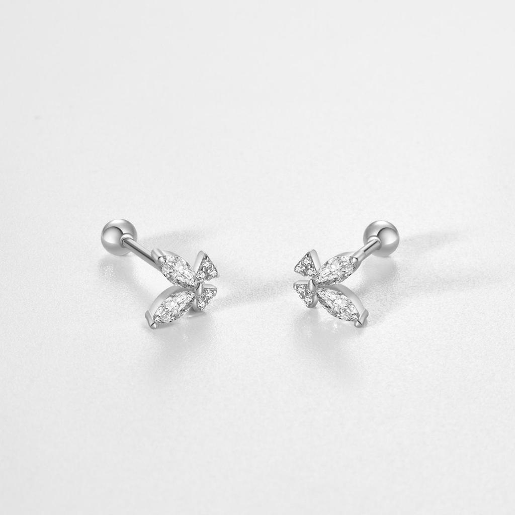 ANDYWEN 925 Sterling Silber 2023 Gold Klar Schmetterling Piercing Stud Ohrring Frauen Rock Punk Clips Hochzeit Party Zubehör