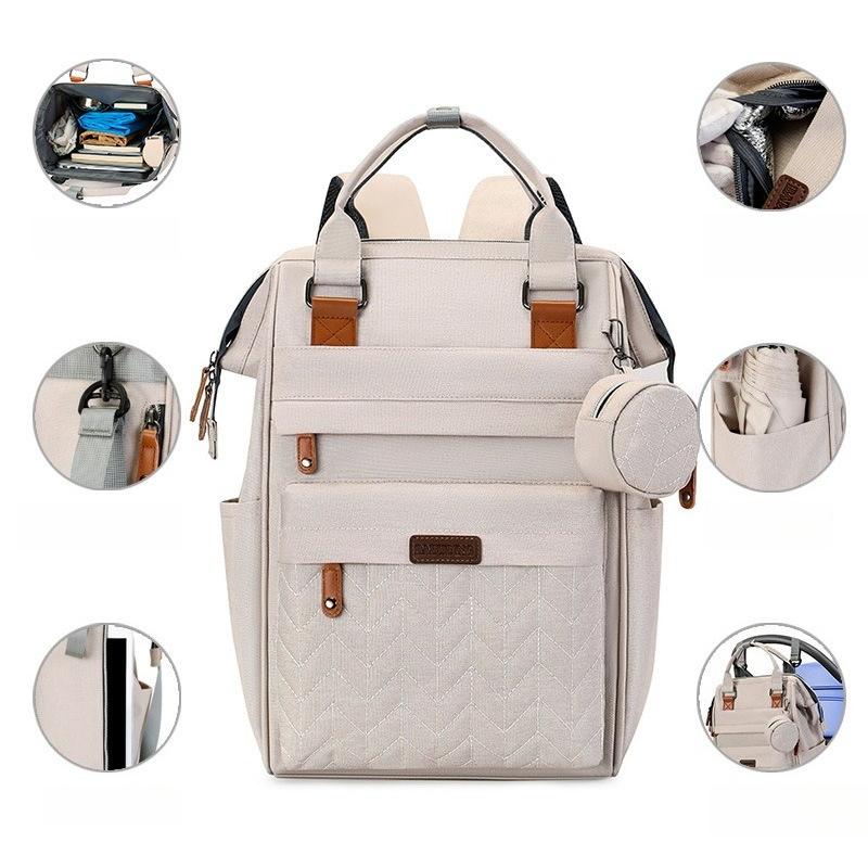 Outdoor Waterproof Nylon Mommy Bag Backpack Lightweight Handheld Stroller Hanging Bag Large Capacity Multifunctional Mother and Baby Travel Bag