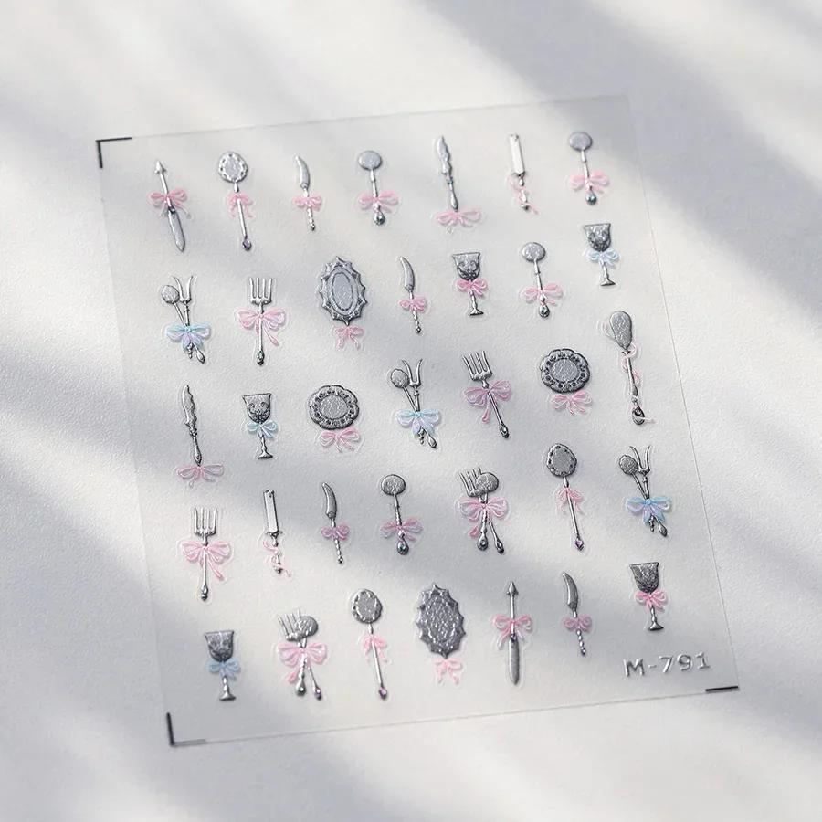 Fruit Strawberry Apple Cherry Colorful Candy Cute Rabbit Paw Popsicle Jelly 5D Nail Art Sticker Self Adhesive Manicure Decal DIY