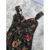 Foreign Trade Order Lu's Home Sling Flocking Flowers Sling Backless Slimming Elegant Fashion Socialite Party Sheath Dress