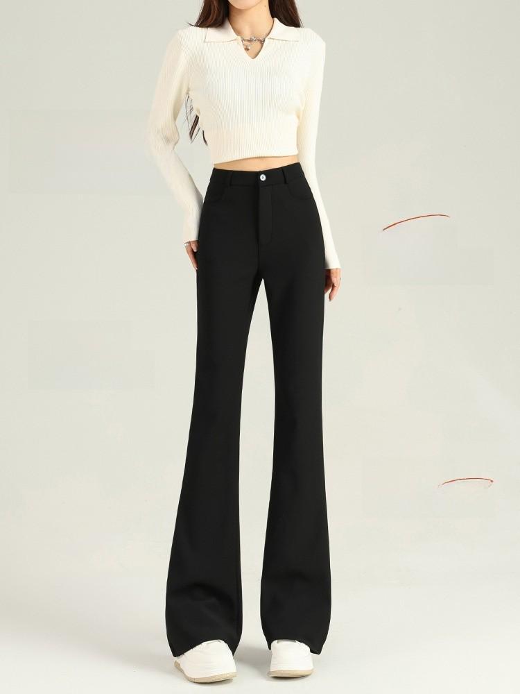Micro Flared Pants For Women With High Waist And Fleece Lining For Autumn Casual Wear
