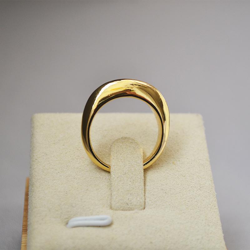 Gold-Plated Brass Minimalist French Style Arc Ring – Trendy Index Finger Jewelry