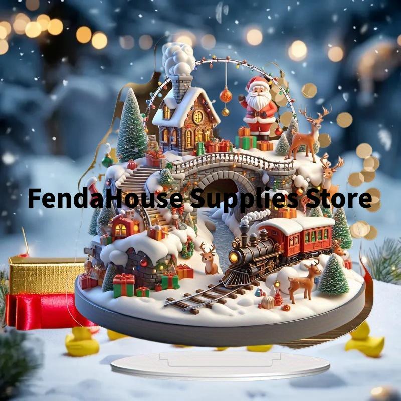 Decorazione da Tavolo Babbo Natale con Base Acrilico 2D Ornamenti Natalizi 2026 Forniture per Feste di Natale