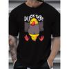 European Sizes Vintage Casual Duck Tape Duckling Graphic Print T-Shirt for Men, Round Neck, Summer Collection, Plus Size