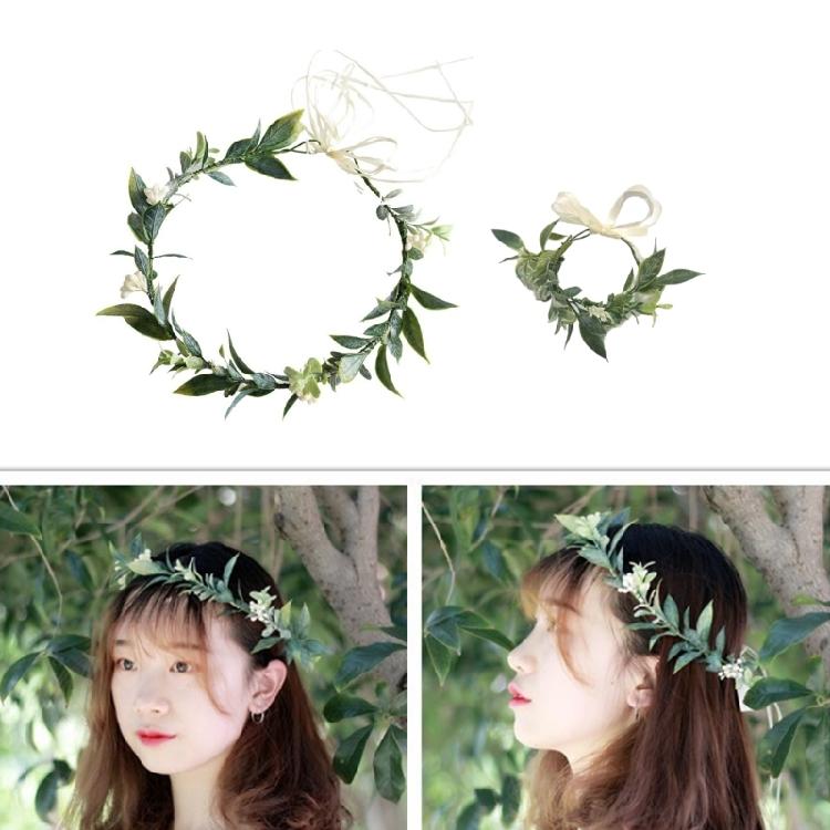 Kvinnlig Blomsterkrans Blommig Huvudbonad Festival Bröllop Hårkrans Fest Bladblomma Krans Blommig Armband