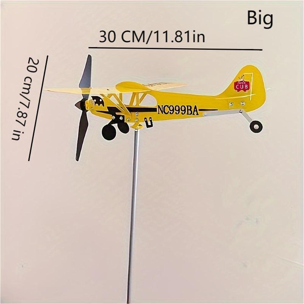 Piper J3 Cub Wind Spinner Plane Metal Airplane Weather Vane Outdoor Roof Wind Direction Indicator WeatherVane Garden Decor