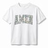 Pure cotton woUnisexs religious Tshirt retro daisy pattern letter printed short sleeved Tshirt faith inspirational daily shirt
