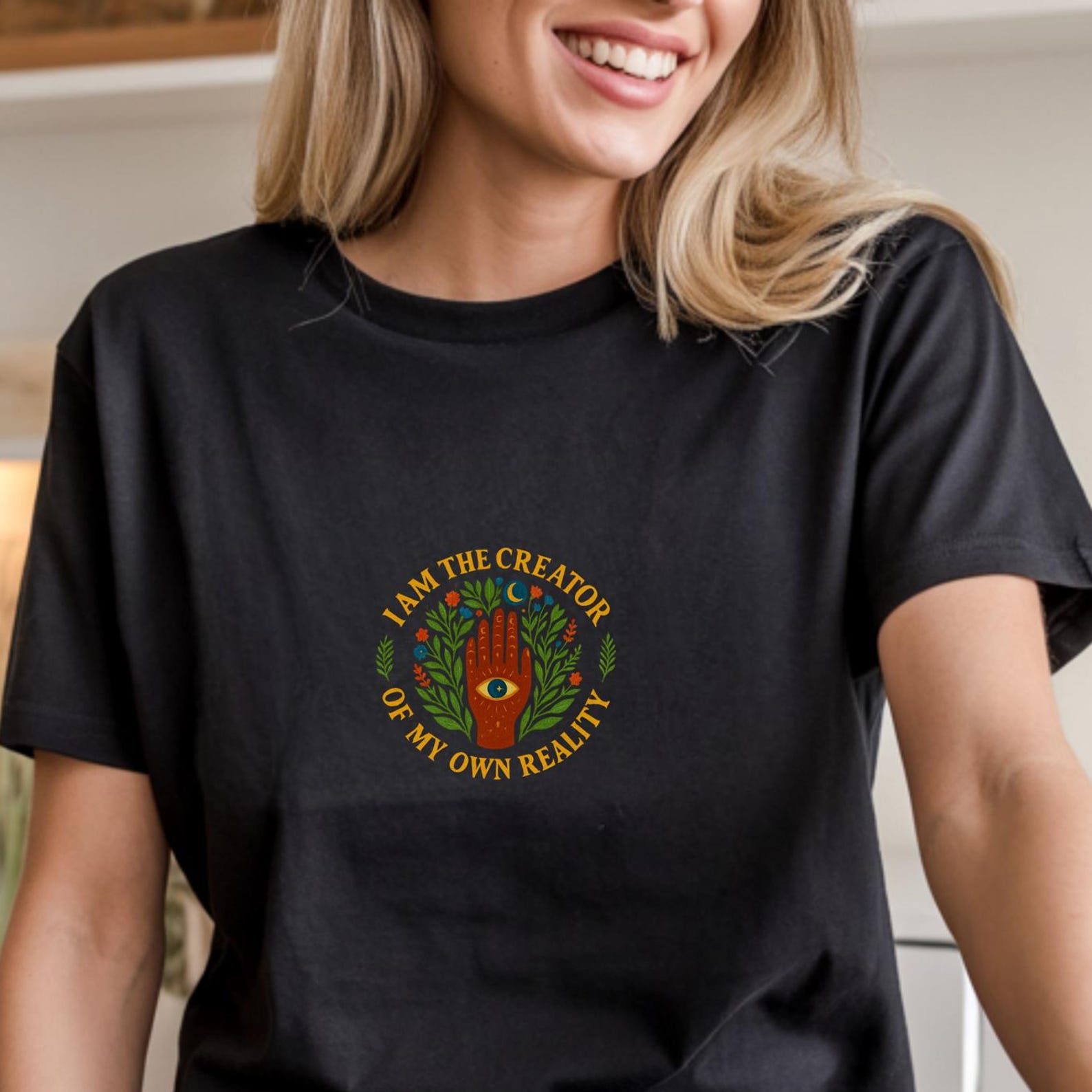 Spiritual Third Eye T-Shirt: Retro Folk Art Positive Quote Tee 3XL