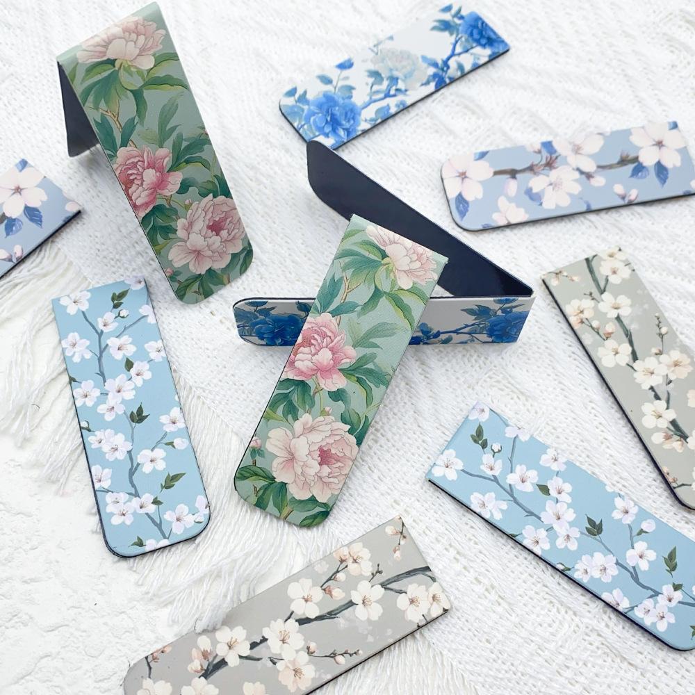 5pcs Flower Magnetic Bookmarks for Books, Multi Fresh Floral Pattern Magnet Page Clips Marker Unique Reading Gift