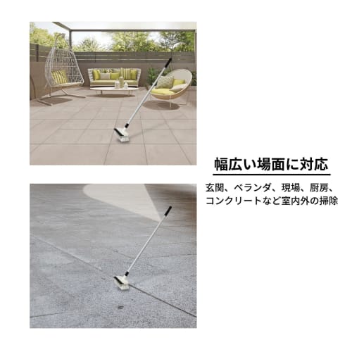Nihon Clean Tech Mini Deck Brush with Drainer, 16cm Wide x 86cm Long, Mini Type, for Construction Sites, Around the House, Kitchens, Hallways, Entrywa