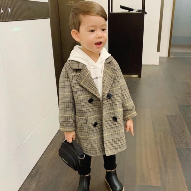 Boys' Spring & Autumn 2025 Windbreaker: Stylish Wool Coat for Small & Medium Kids - Korean Trend, Casual & Handsome.