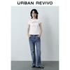 UR 2025 Autumn Women's Letter Print Round Neck Slim T-shirt UYY450276