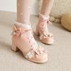 Large Size - Short Boots Coarse Heel White Martin Boots Sweet beautiful women boots Winter Lolita Waterproof Table
