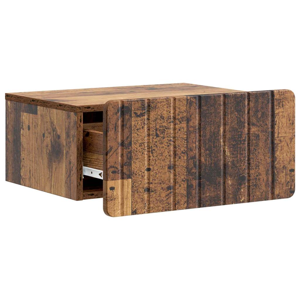 Wall Mounted Nightstand Reclaimed Wood Look 49 x 34.5 x 24 cm