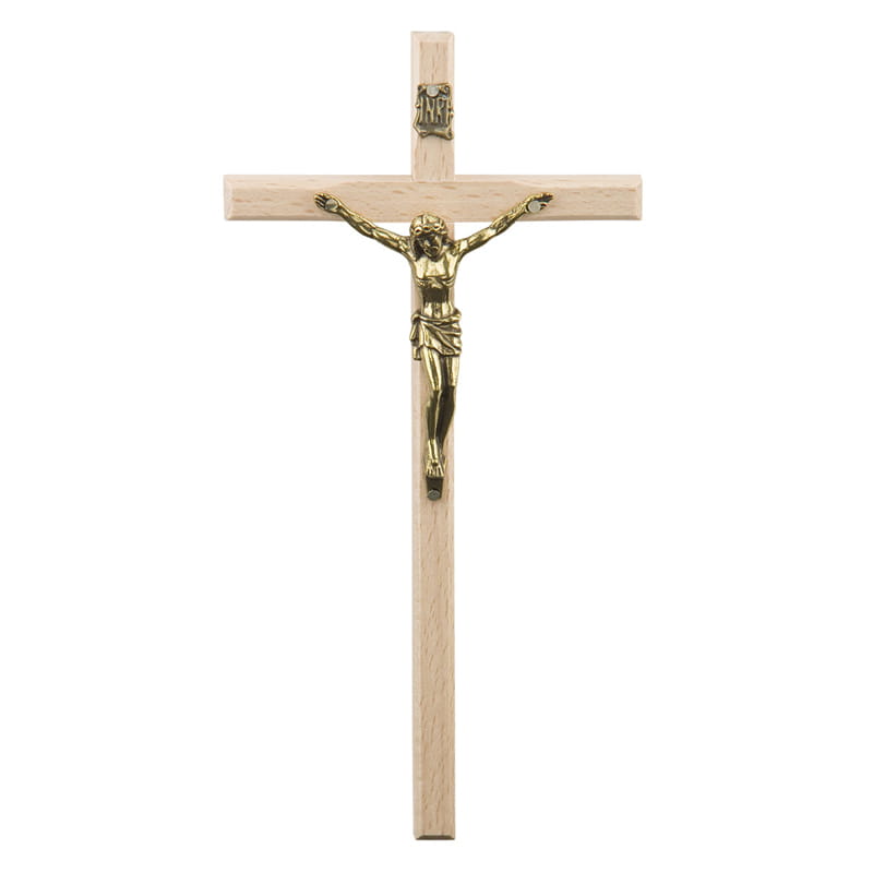 Krzyż wiszący drewniany jasny 19,5 cm