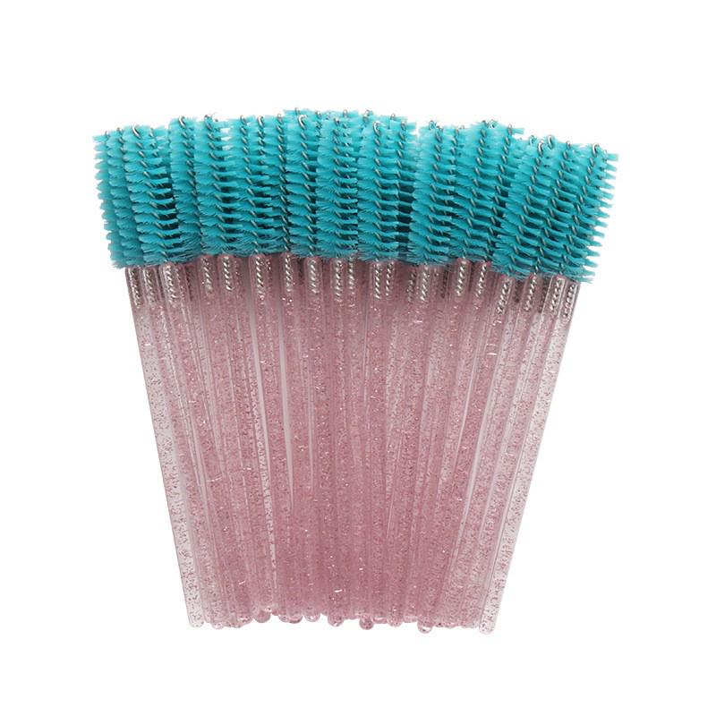 Crystal Handle Disposable Eyelash and Eyebrow Brush - 50 Pack Spiral Comb for Extensions