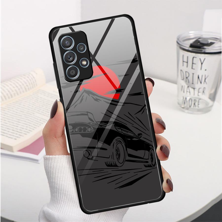 Cartoon Sunset Car Case for Samsung Galaxy A73 A34 A16 A02 A14 A30 A51 A52 A36 A71 A12 A10 A13 A20 A15 A50 A21 A06 A56 A35 A25