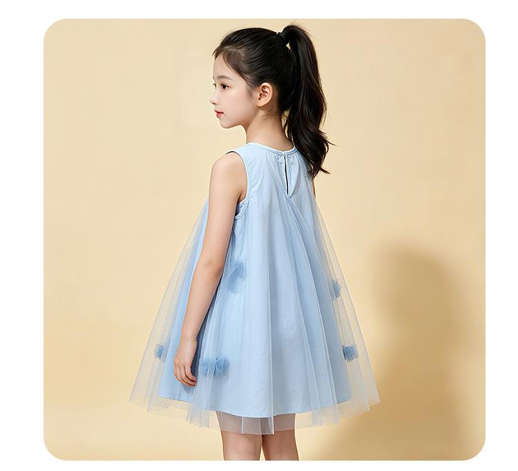 Summer new girls' breathable sleeveless mesh princess dress