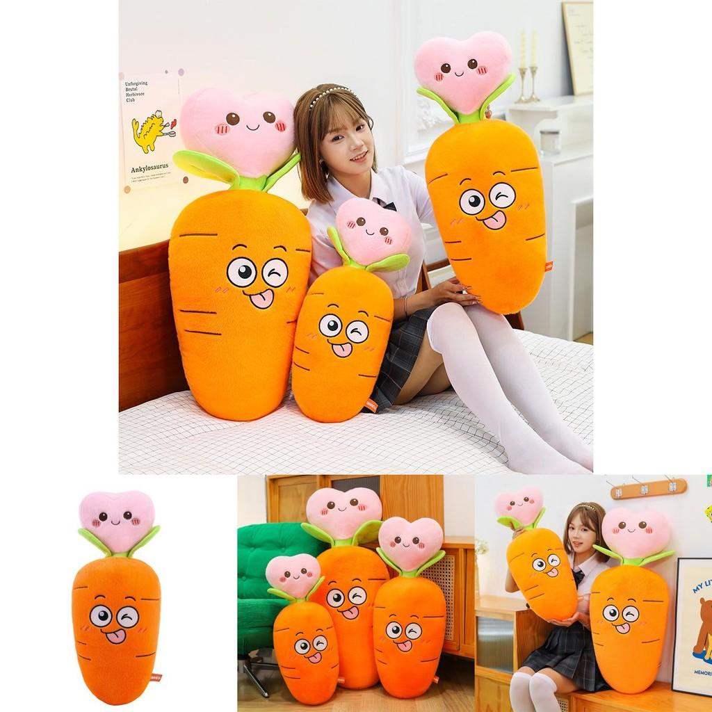 Creative Carrot Pillow Plush Toy With Embroidered Face For Kids And Girls
