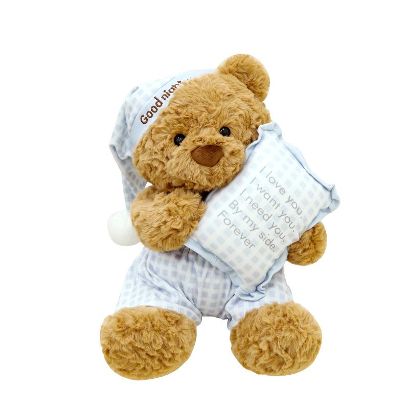 Heartwarming Duo Pajamas Teddy Bear Plush Toys Valentine's Day Gift for Girls Sleeping Pillow Birthday Bear