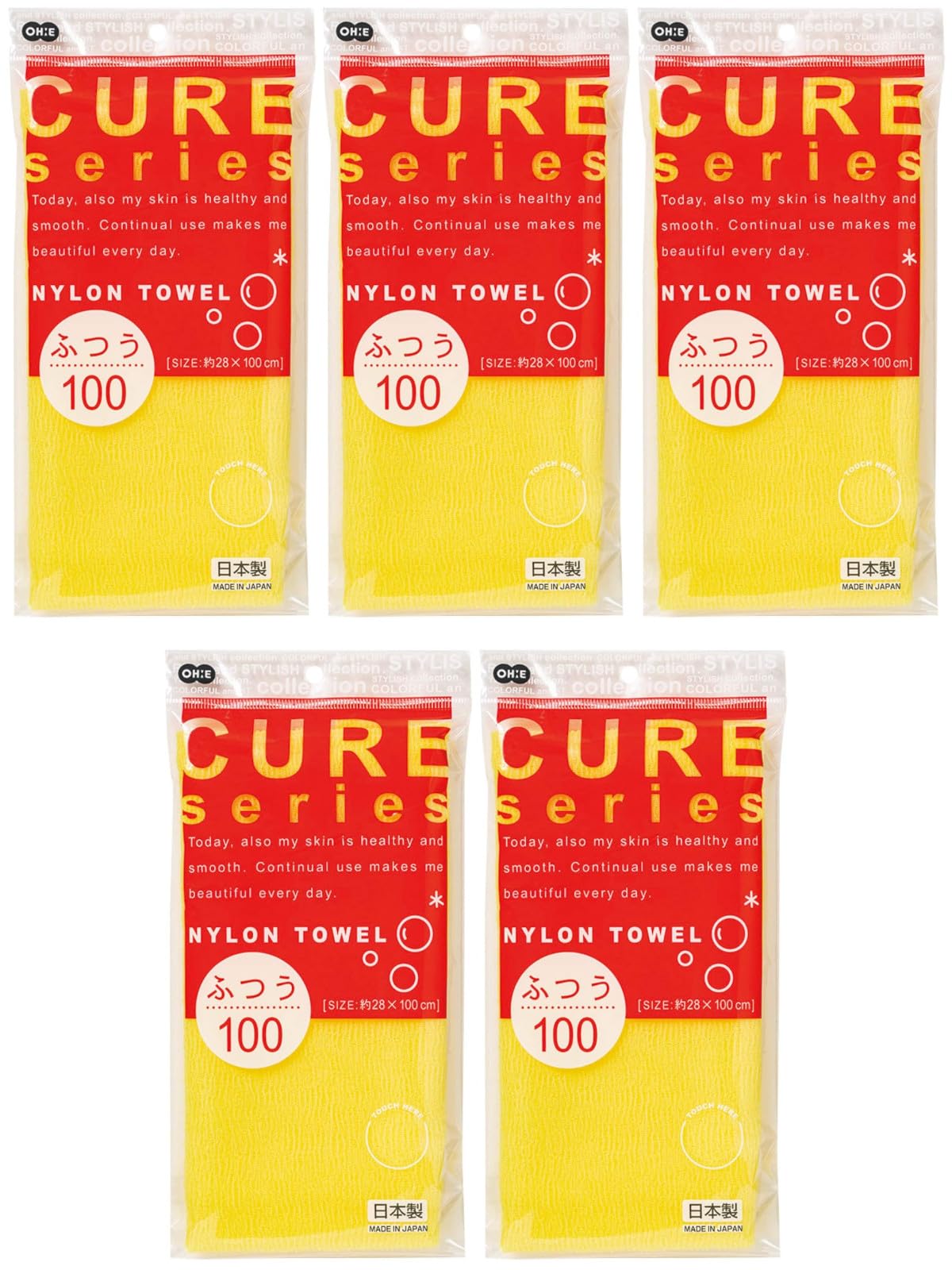 

Ohe Body Approximately 28cm Wide x 100cm Qua2 Nylon Regular Made in Set of 5 Towels, Long, Yellow, Towels, Size, Japan,