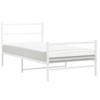 Vidaxl Metal Bed Frame with Headboard and Footboard, White, 107X203 Cm